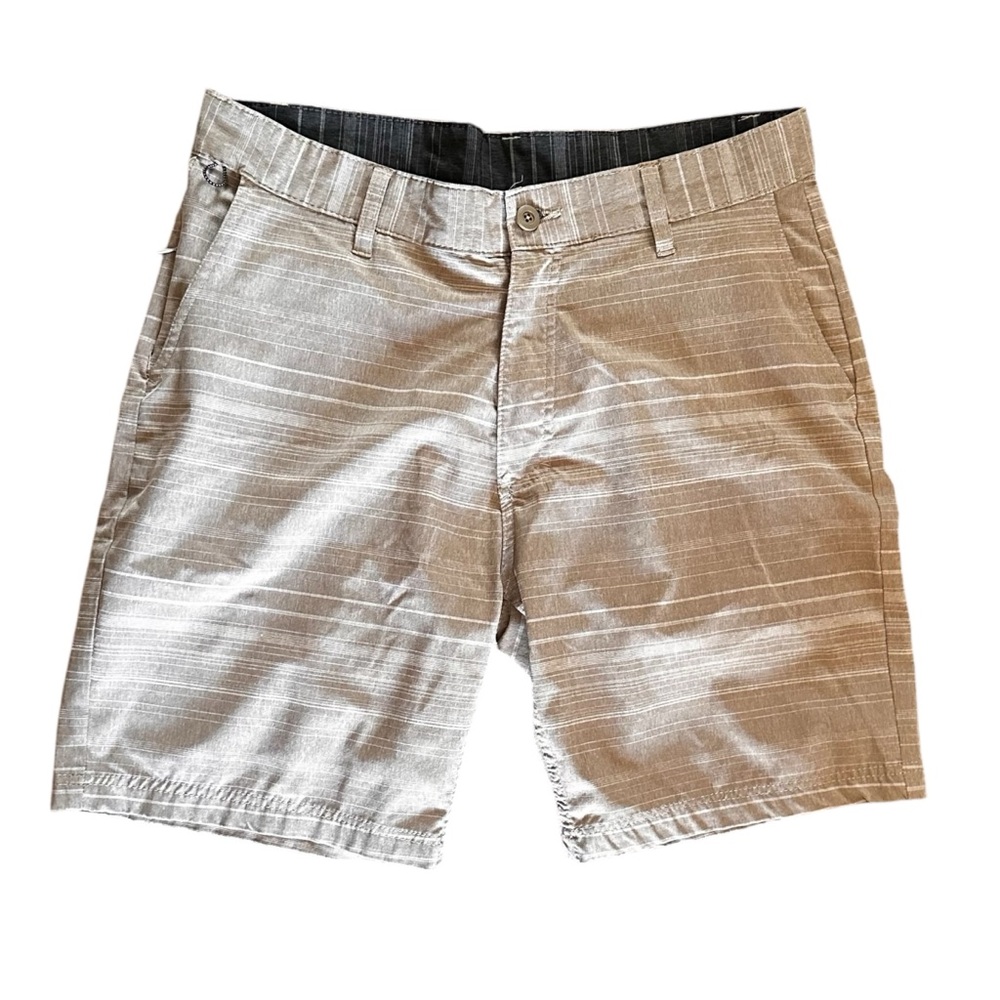 Ron Jon Surf Shop Men's 33 Hybrid Board Shorts Tan Stripe Pockets